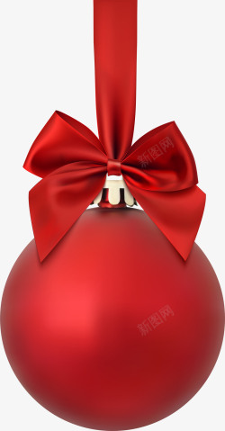 质感丝带圣诞节红色吊球高清图片