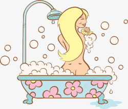 美女浴缸沐浴泡澡素材