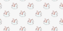 淡雅小马兔子动物图案素材