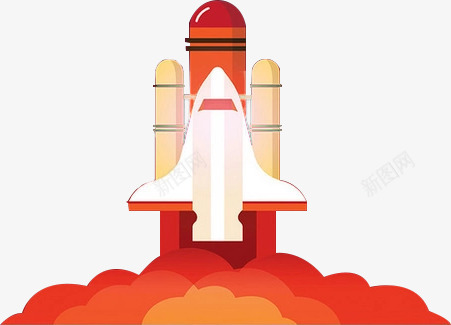 卡通图案火箭上升png免抠素材_新图网 https://ixintu.com 上升 卡通 图案 火箭 红色