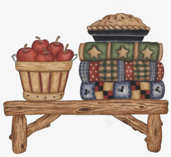 手绘木凳手绘水果高清图片