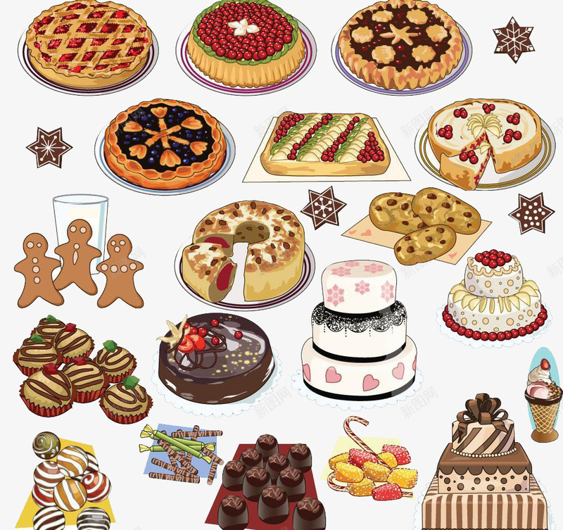 手工制作甜点美食png免抠素材_新图网 https://ixintu.com 卡通 卡通饼干 甜点 蛋糕 饼干