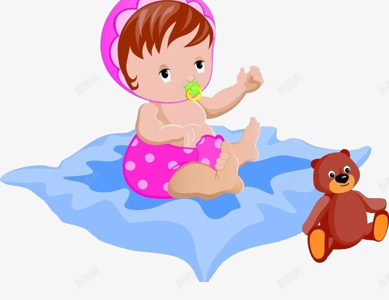 坐在垫子吸奶嘴的宝宝png免抠素材_新图网 https://ixintu.com 吸奶 垫子 宝宝喝奶 小宝宝 玩具熊