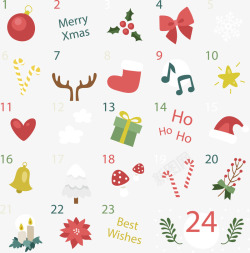 圣诞倒计时可爱圣诞元素日历矢量图高清图片