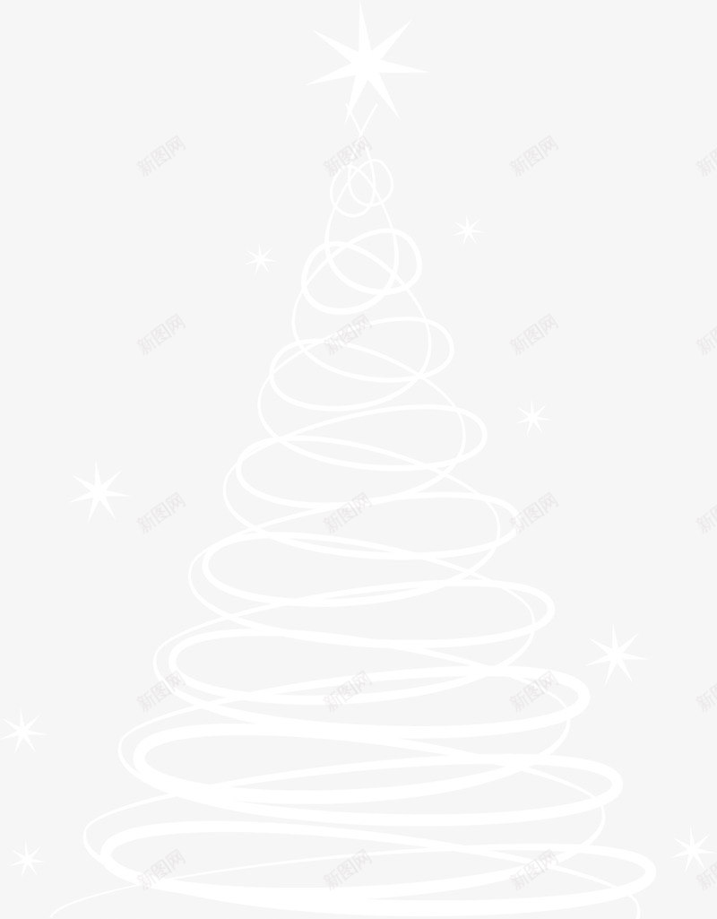 圣诞节白色圣诞树png免抠素材_新图网 https://ixintu.com 创意圣诞树 圣诞树线条 圣诞节 旋转线条 白色圣诞树 白色星星 闪亮星星
