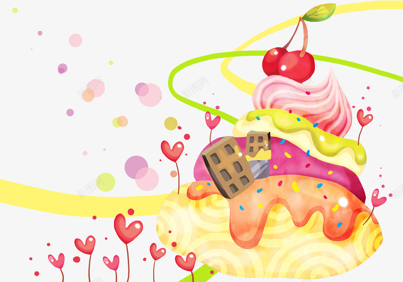 卡通手绘动画背景png免抠素材_新图网 https://ixintu.com 动画背景 卡通 巧克力 开机动画 手绘 美食 蛋糕