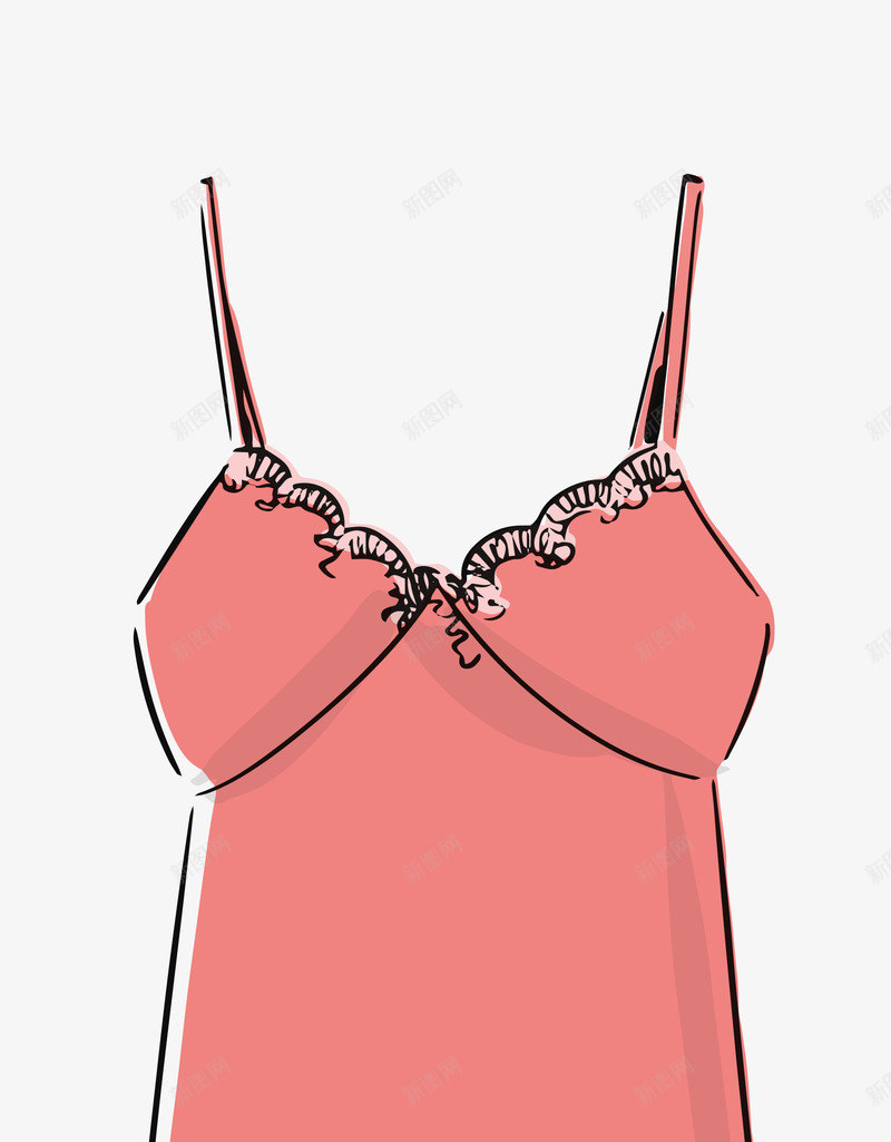 手绘睡衣png免抠素材_新图网 https://ixintu.com 卡通睡衣 吊带 服饰 红色睡衣