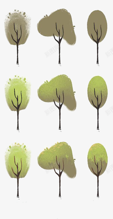 扁平化小树png免抠素材_新图网 https://ixintu.com 卡通小树 小树免扣元素 小树插画 游戏元素 绿色小树