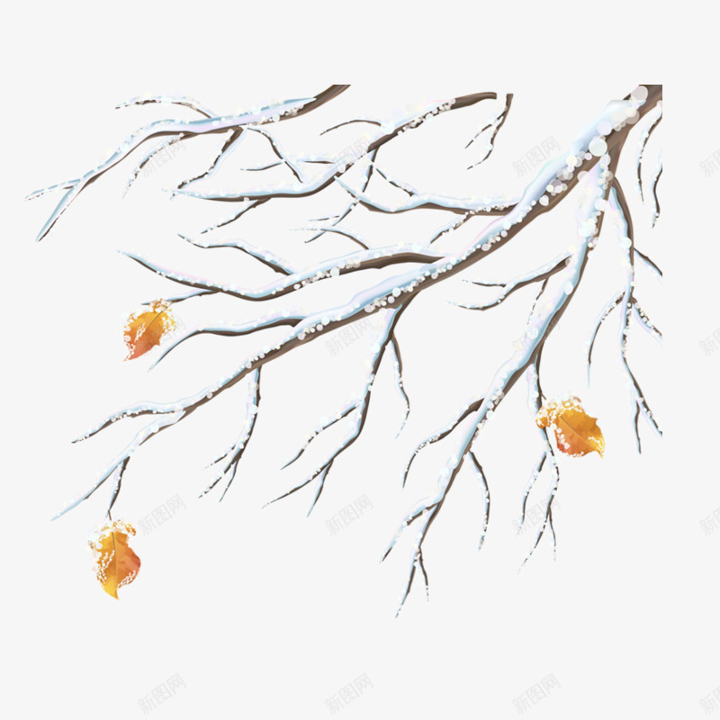 灰色冬天雪景元素png免抠素材_新图网 https://ixintu.com 冬天 树叶 树干 植物 灰色 环境 自然 黄色