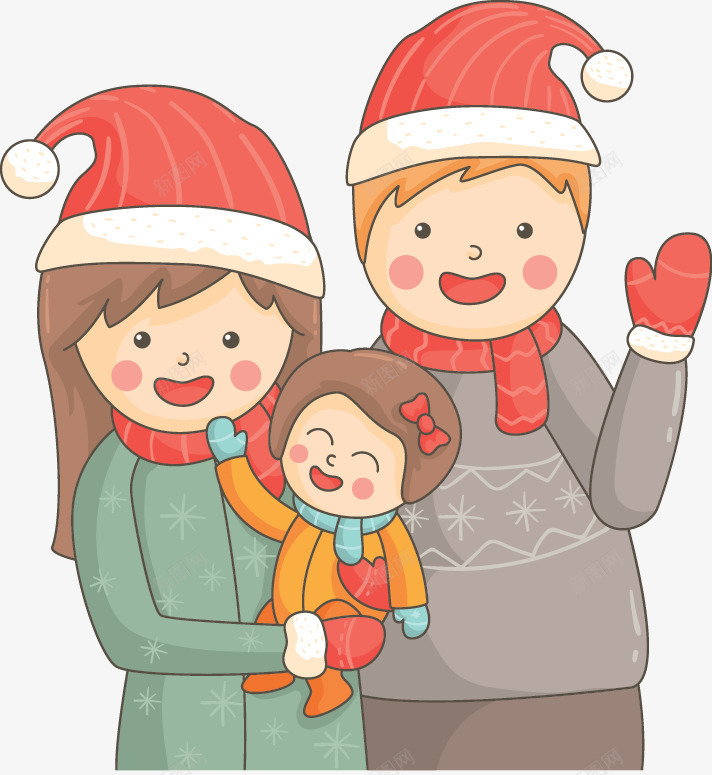 卡通一家人开心过圣诞矢量图ai免抠素材_新图网 https://ixintu.com 人物 卡通 圣诞节 妈妈 孩子 爸爸 红帽子 矢量图