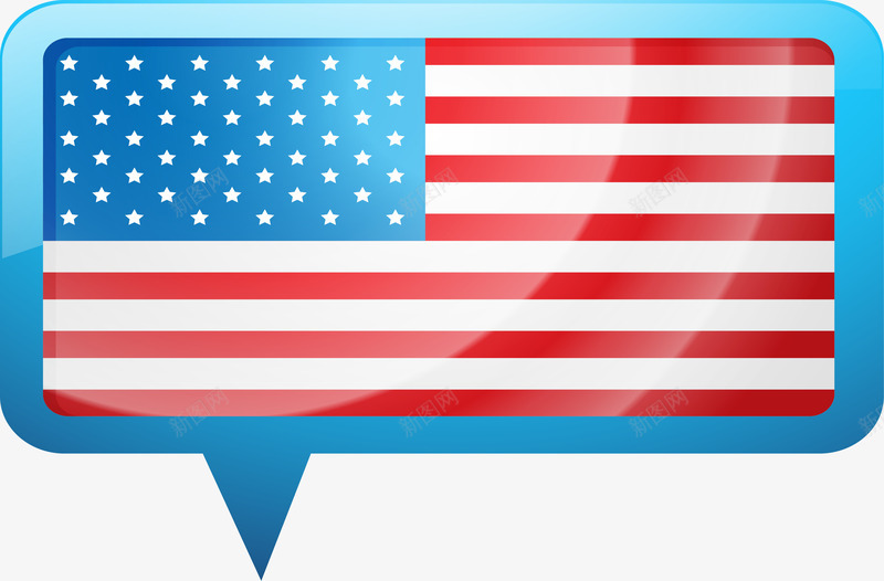 美国国旗对话框png免抠素材_新图网 https://ixintu.com 对话框 气泡框 矢量素材 美国国旗