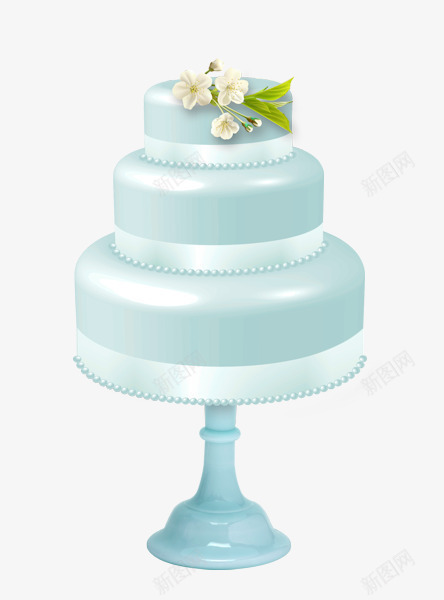 淡蓝色结婚三层蛋糕png免抠素材_新图网 https://ixintu.com 三层蛋糕 白花装饰 立体卡通 结婚蛋糕 蛋糕