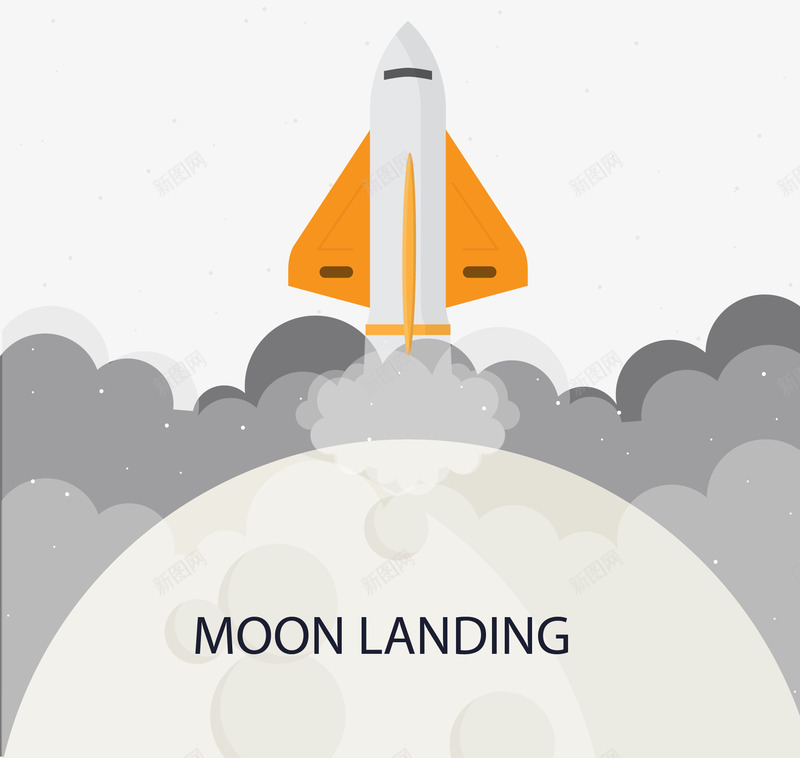 手绘登月计划png免抠素材_新图网 https://ixintu.com 卡通 手绘 火箭 登月 航空航天