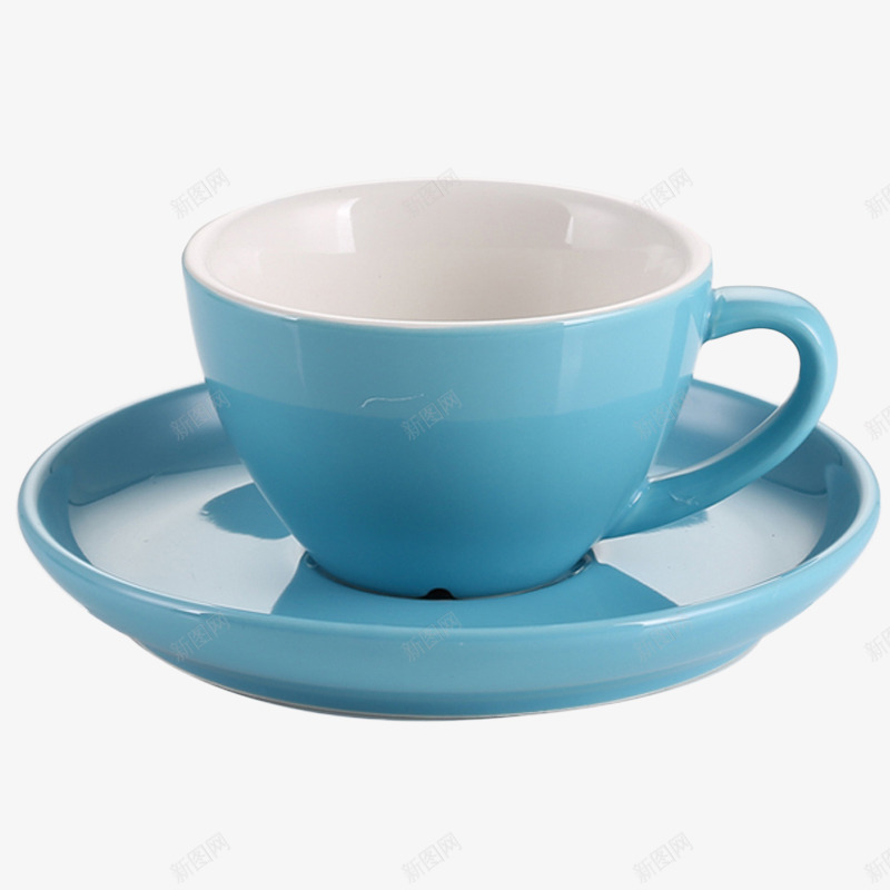 蓝色杯碟咖啡杯碟子png免抠素材_新图网 https://ixintu.com 咖啡杯 杯具 杯子 碟子