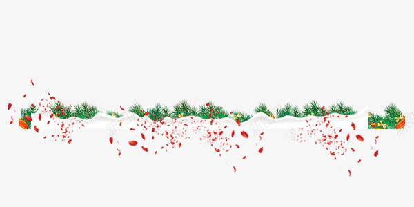 圣诞节边框psd免抠素材_新图网 https://ixintu.com 叶子 圣诞节框子 红叶子 草 边框 飘带