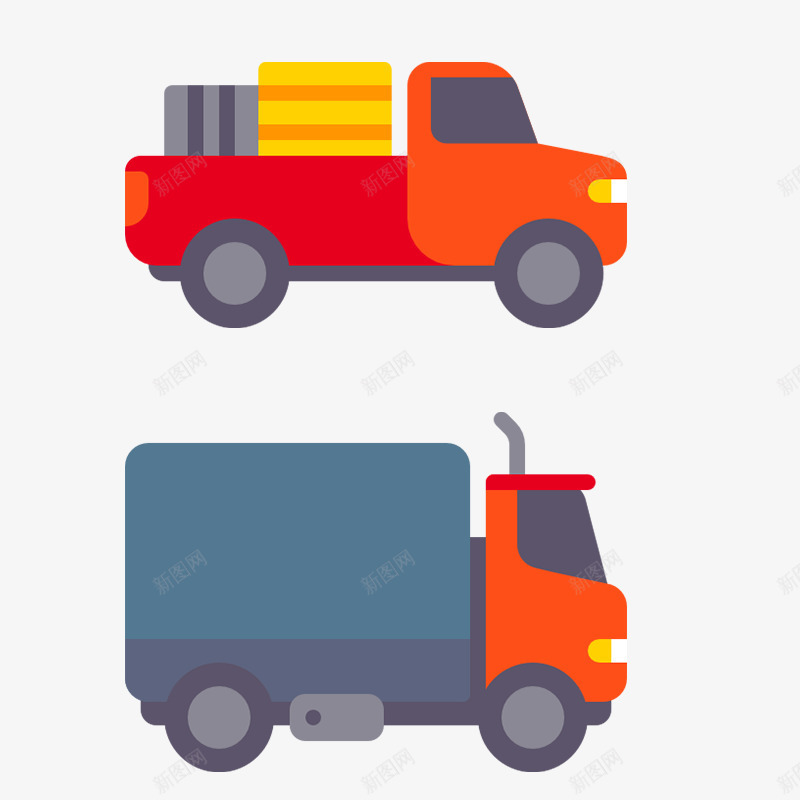 卡通扁平风卡车货车图标png_新图网 https://ixintu.com 卡车图标素材 卡通货车素材免抠 卡通风格素材 扁平风卡车素材免抠