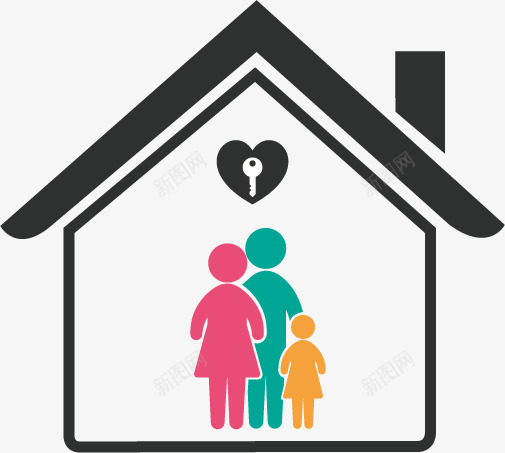 创意家庭房屋标志png免抠素材_新图网 https://ixintu.com 安全 家 家人 家庭 我的家人 房屋 标志 爱心 钥匙