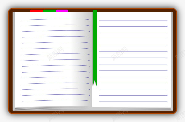 手绘线格笔记本png免抠素材_新图网 https://ixintu.com 一个笔记本 平面 彩绘 手绘 棕色封皮 线格笔记本