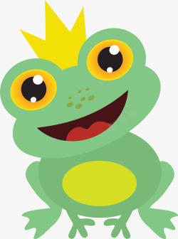 绿色卡通青蛙王子矢量图素材