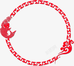 红色中国风鲤鱼框架素材