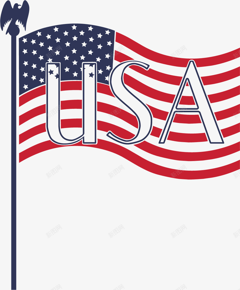 美国国旗卡通风格png免抠素材_新图网 https://ixintu.com 卡通符号 卡通风格 国旗飘扬 矢量符号 美国独立日 美国符号