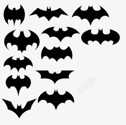黑色卡通手绘蝙蝠素材
