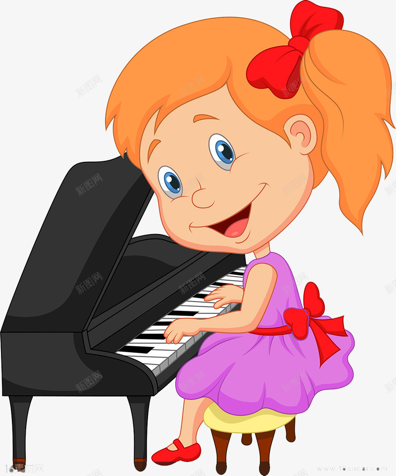 独自弹钢琴女童png免抠素材_新图网 https://ixintu.com 儿童弹钢琴 坐着的女孩 坐着的小朋友 女童 弹钢琴 欧洲人 蝴蝶结 钢琴