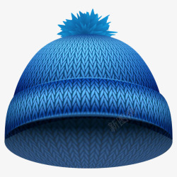 蓝色毛线针织帽子素材