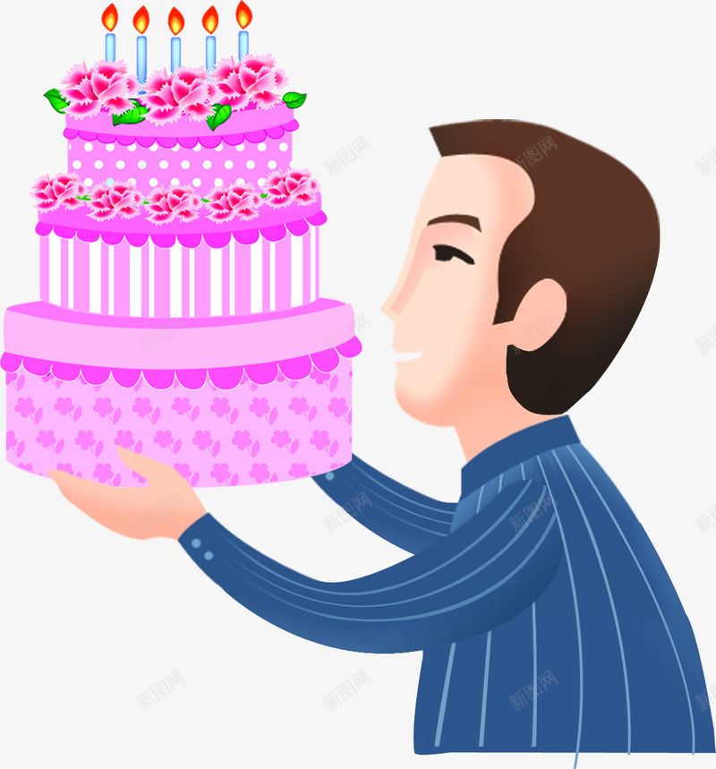 三层蛋糕节日男士手绘png免抠素材_新图网 https://ixintu.com 男士 节日 蛋糕