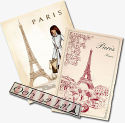 巴黎标志性建筑明信片巴黎铁塔海报