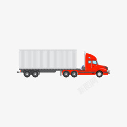 红灰色货运卡车矢量图素材