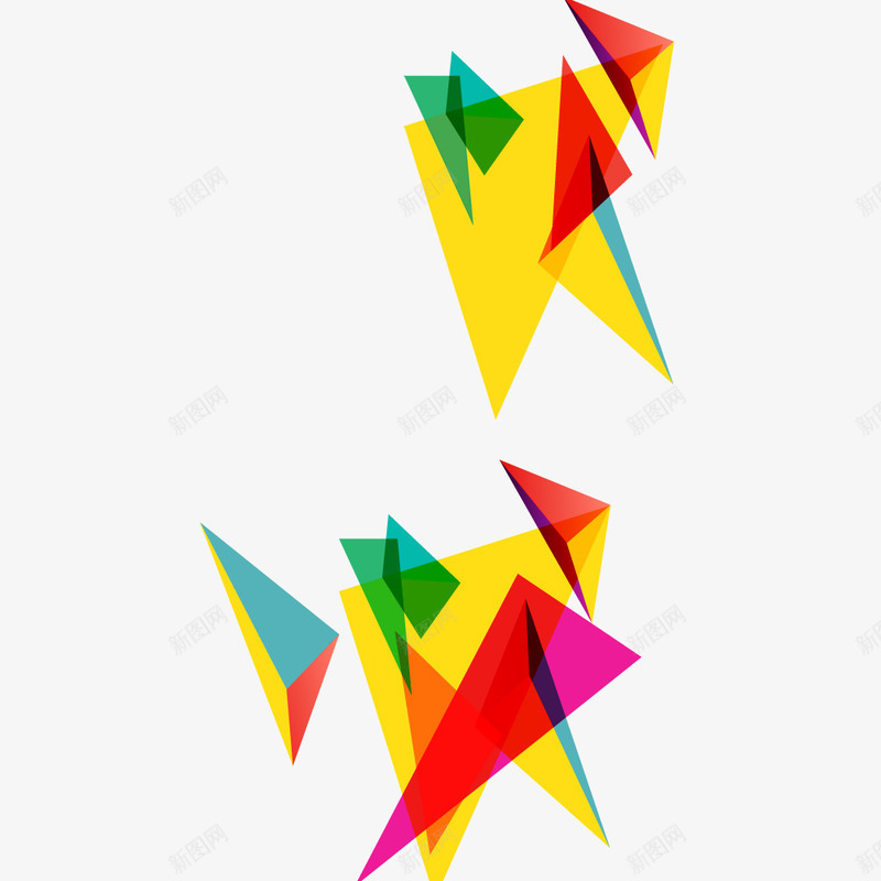 彩色几何图形png免抠素材_新图网 https://ixintu.com 三角形 几何 彩色 椎体 简约