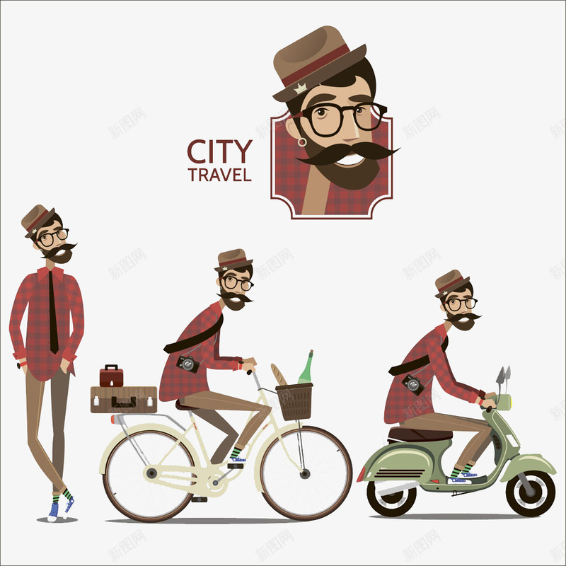 骑车的男士插画png免抠素材_新图网 https://ixintu.com 自行车 骑摩托车 骑车的男人