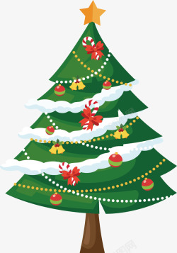 彩灯圣诞装饰下雪装饰圣诞树矢量图高清图片
