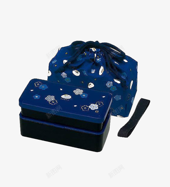 蓝色碎花饭盒png免抠素材_新图网 https://ixintu.com 碎花 蓝色的 蓝色花布 饭盒