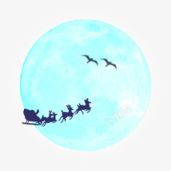 驯鹿车圣诞节月亮高清图片