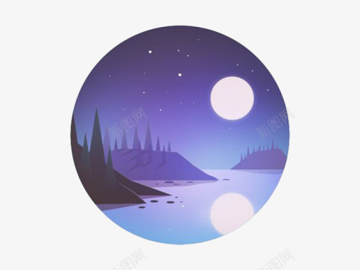 圆形夜晚的月光图标图标