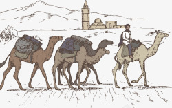 咖啡色简约骆驼装饰图案素材