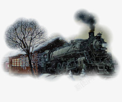 冬天的蒸汽机火车素材