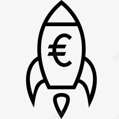 货币欧元金融资金发射火箭启动货图标图标