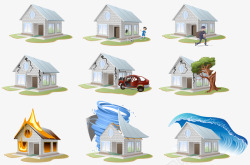 地震保险房屋自然灾害矢量图高清图片