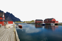 挪威建筑立体建筑挪威北部渔港高清图片