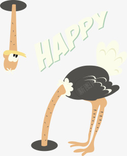 开心的一天创意卡通鸵鸟高清图片