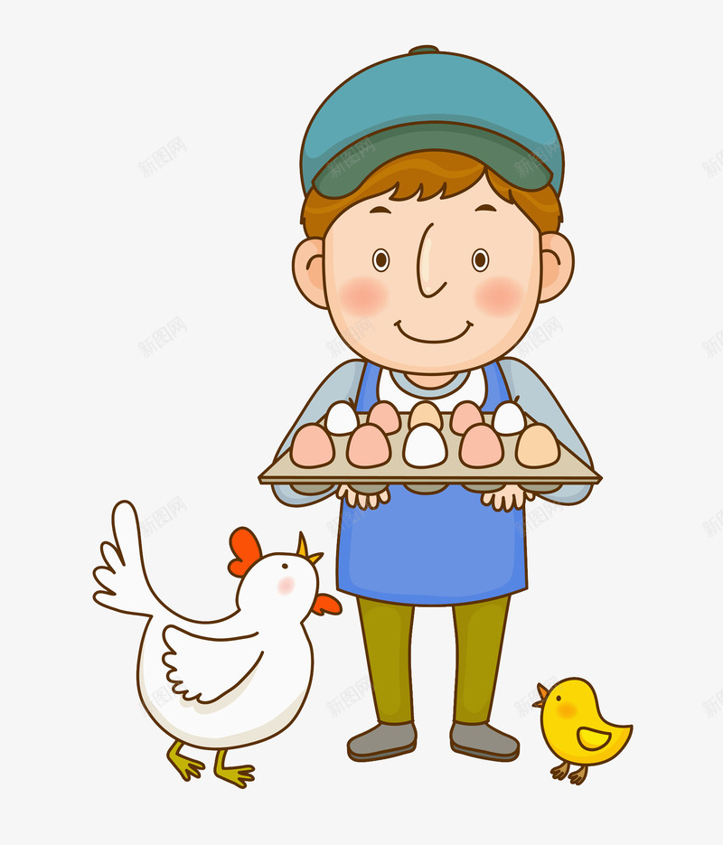 端着鸡蛋的男人图png免抠素材_新图网 https://ixintu.com 农场 工人 帅气的 插图 收获的 蛋鸡 高兴地