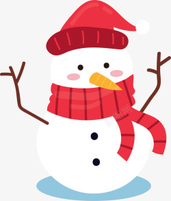暖冬素材圣诞帽装饰的雪人矢量图高清图片