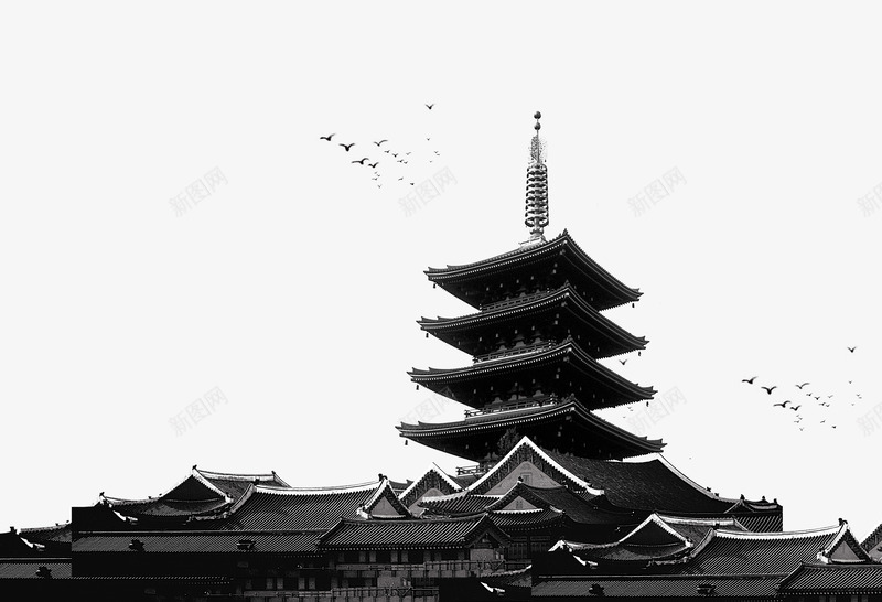 中式建筑png免抠素材_新图网 https://ixintu.com 中国风 中式建筑 古典屋檐 建筑