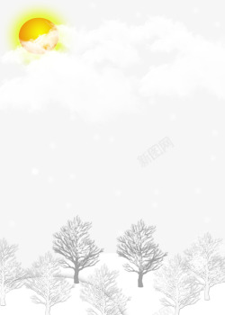枝头上的积雪冬天下雪背景高清图片