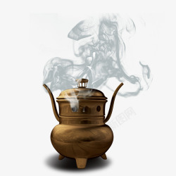纯铜香炉摆件香炉烟雾高清图片