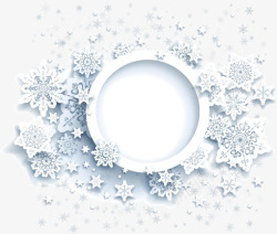 白色雪横条框装饰雪花密集的圆框高清图片