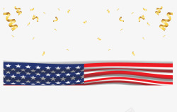 独立日花纹美国国旗金色彩带矢量图高清图片